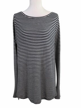 Ralph Lauren Navy and Gray Striped Light Knit Tunic Top Size M Casualwear